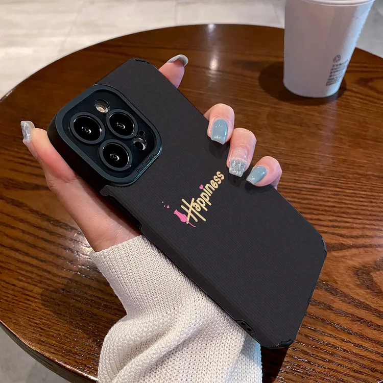 幸福英文适用苹果17新款iPhone17pro皮纹硅胶16pro防摔15手机壳14