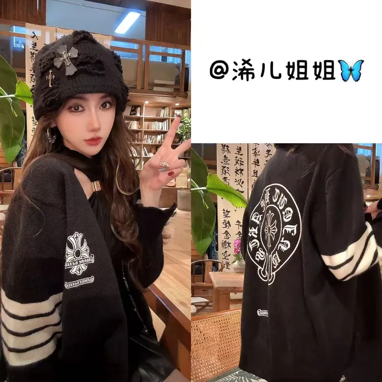 （浠儿家）秋冬新款设计感十字架宽松慵懒开衫外套