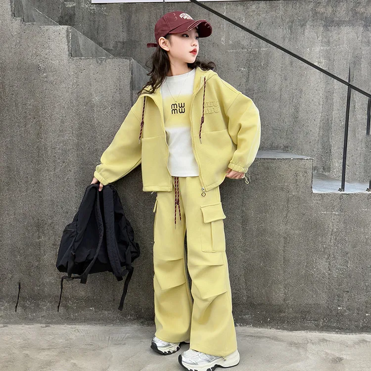 S女童卫衣套装春秋新款女大童工装外套女孩儿童春装运动两件套