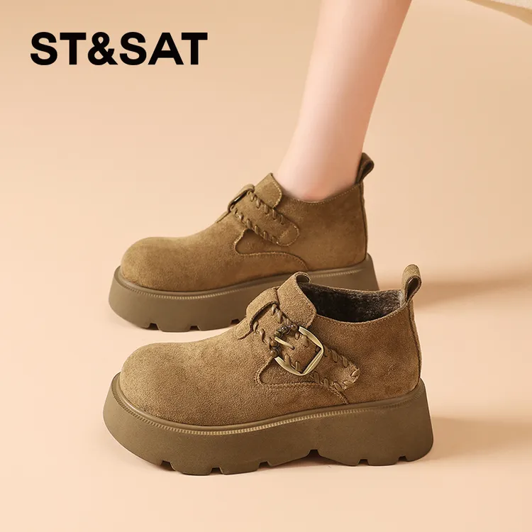 星期六复古勃肯鞋女士2026新款冬季休闲雪地靴加绒女时尚马丁靴子
