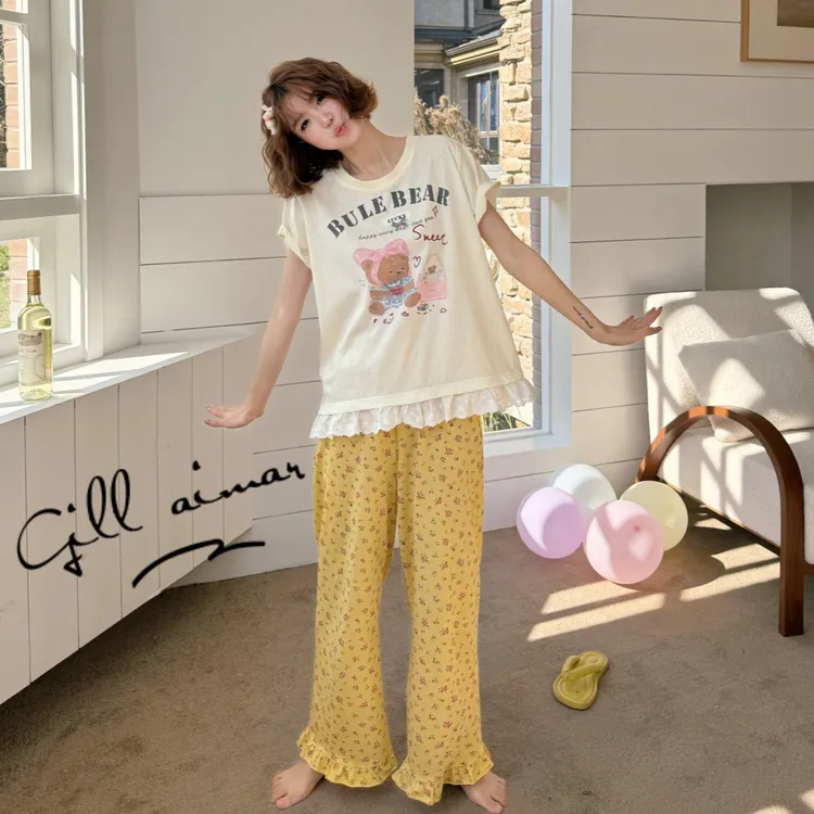 *Gill Aimar* 【小熊家正品】 夏季新品可爱卡通睡衣家居服套装9811