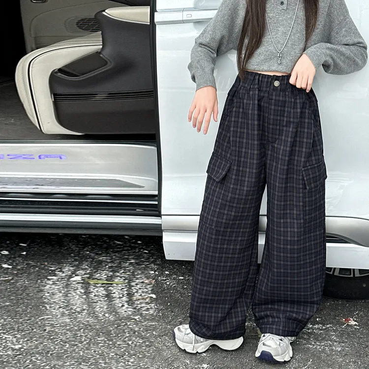 女童秋冬加绒裤子2025新款儿童休闲弯刀牛仔裤中大童加厚保暖冬装