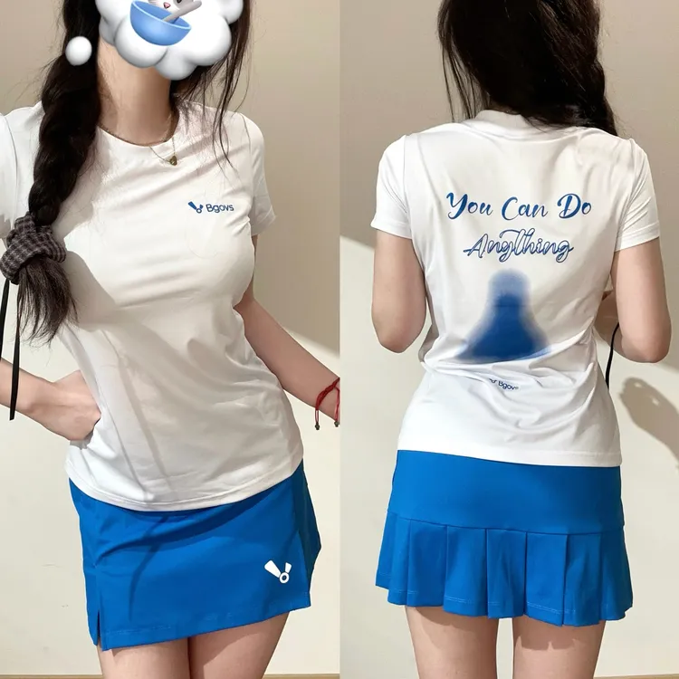 2025秋冬新品韩国BGOVS羽毛球服男女款速干吸汗基础款短袖T恤两色