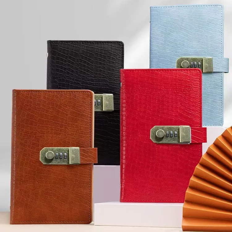 存单银行卡收纳册带密码锁鳄鱼纹皮革家居通用正反可放牢固耐用