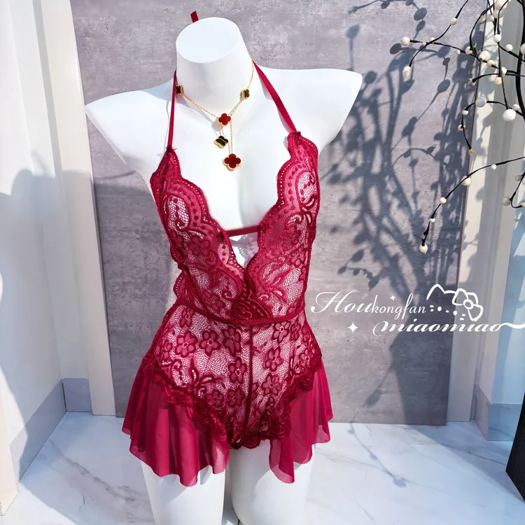 后空翻喵喵【温柔芭蕾】御姐芭蕾风吊带蕾丝连体睡裙