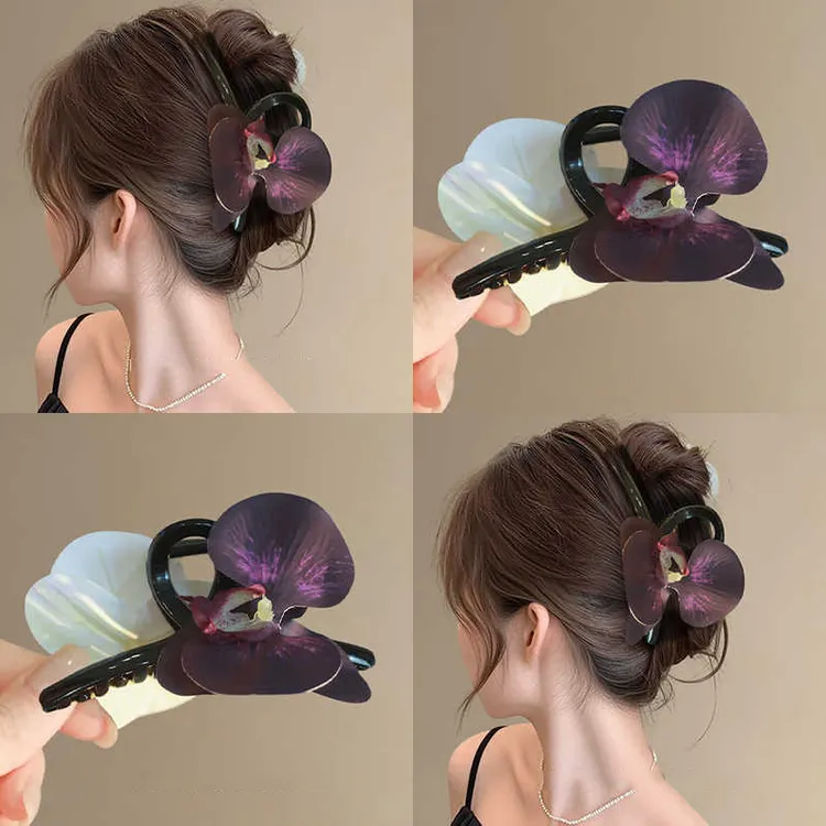 超仙蝴蝶兰抓夹女2025新款高级感大号鲨鱼夹子精致后脑勺发饰头饰