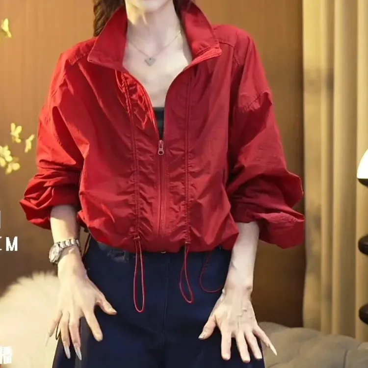 户外工装高级纯色立领防晒衣女夏季2025新款小个子减龄百搭防晒服