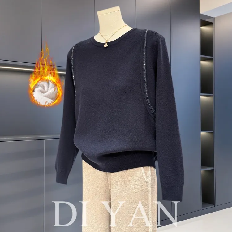 时尚休闲妈妈装针织衫女2025秋冬新款上衣气质百搭中老年毛衣打底