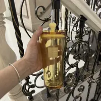 康家！法式双饮杯 玻璃吸管杯 高硼硅耐高温玻璃500ML
