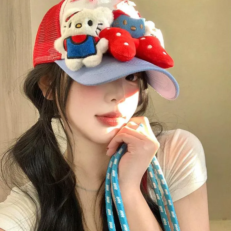 KT猫鸭舌帽子女y2k运动透气棒球帽新款夏季网红户外遮阳百搭