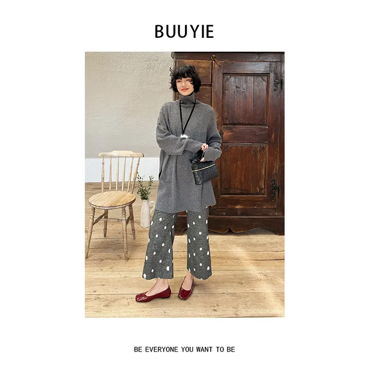 BUUYIE【松镜】绵羊毛毛衣显瘦设计师款百搭秋冬女新款 251292