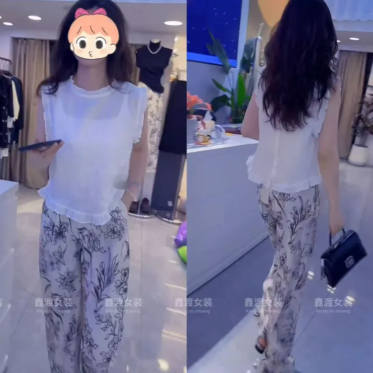 2025夏季新款时尚显瘦气质女士网红洋气两件套百搭款D9962