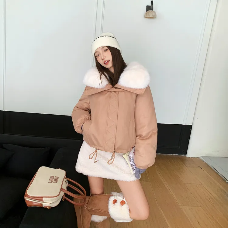 大码棉服女冬季2025新款免洗小个子棉袄宽松加厚棉衣通勤防寒女装
