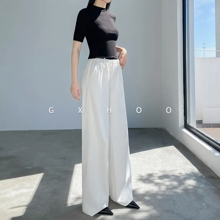 GXHOO休闲裤女春秋新款加长工装伞兵裤军绿色美式阔腿裤登山裤