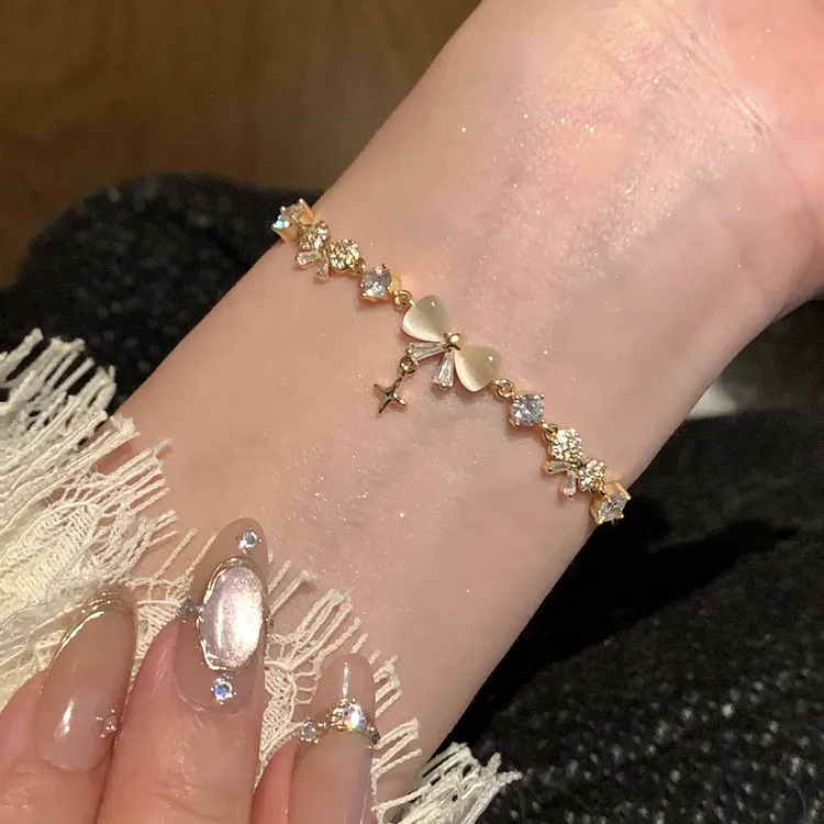 FARCOKO/法蔻 铜镀真金手链 蝴蝶结手链女款轻奢小众感情人节礼物