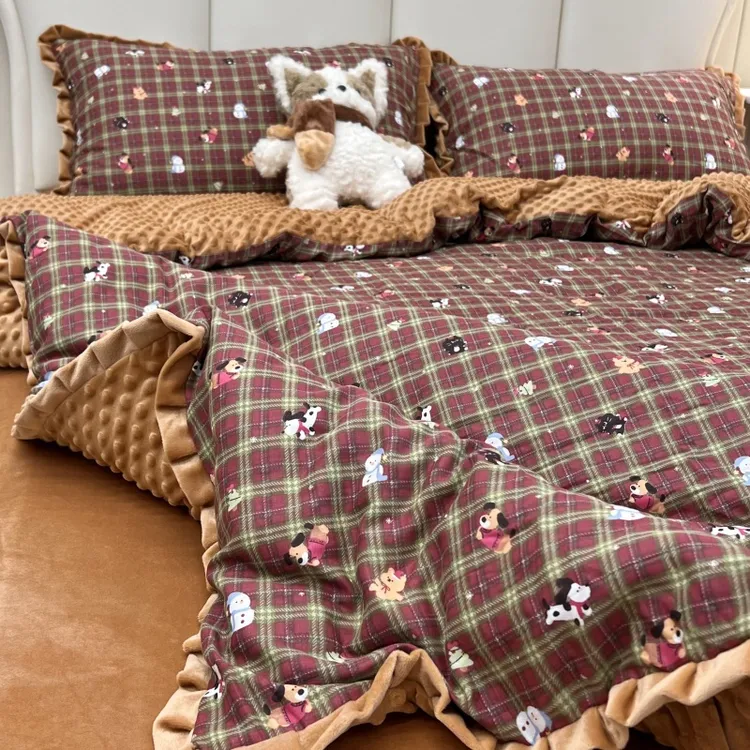 2024年秋冬新品 棉+绒 花边四件套