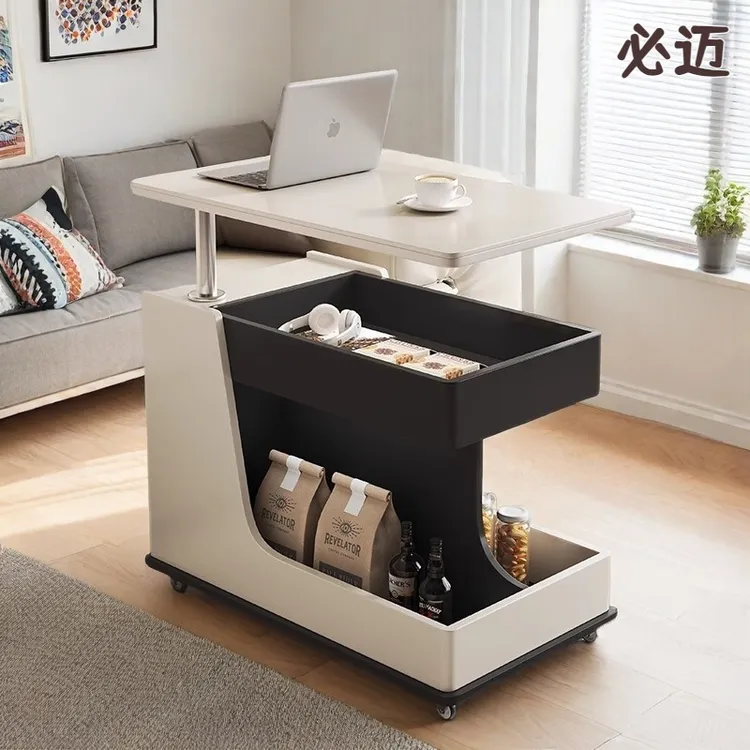 实木移动茶几小推车小户型家用意式极简茶几简约多功能升降客厅