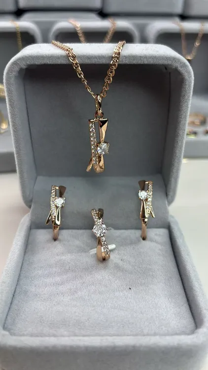 铜合金锆石项链 镀俄罗斯585紫金首饰套装