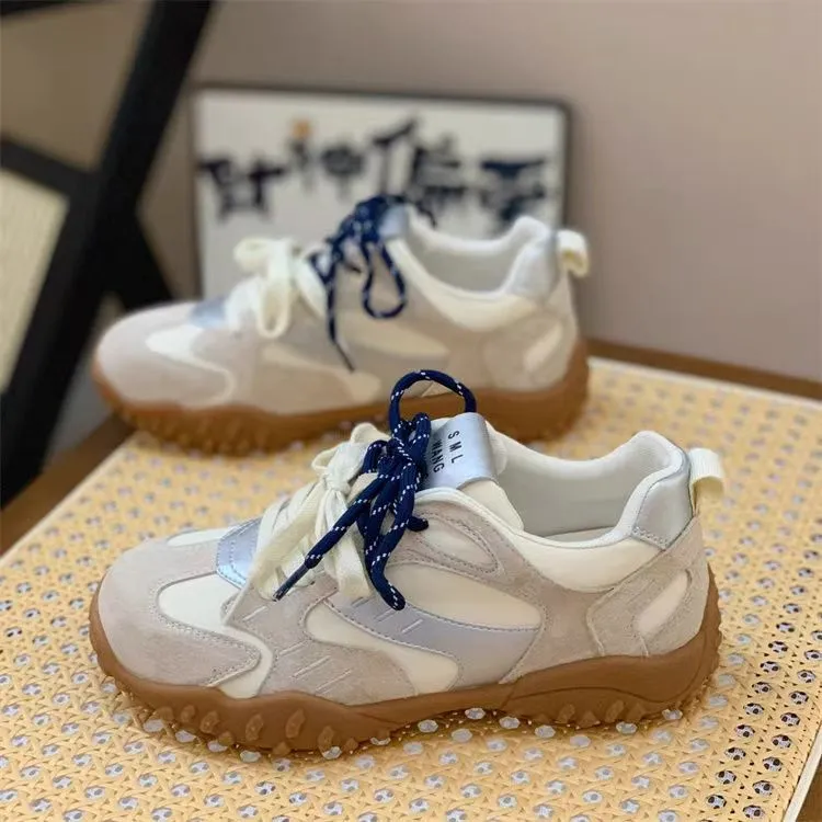 复古学院风拼色德训鞋25夏款增高休闲运动鞋9801-SR01银灰色