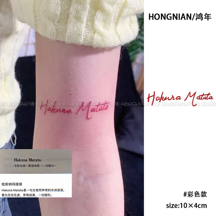 Hakuna Matata英文ins风手臂锁骨小众个性好运咒语防水持久贴纸