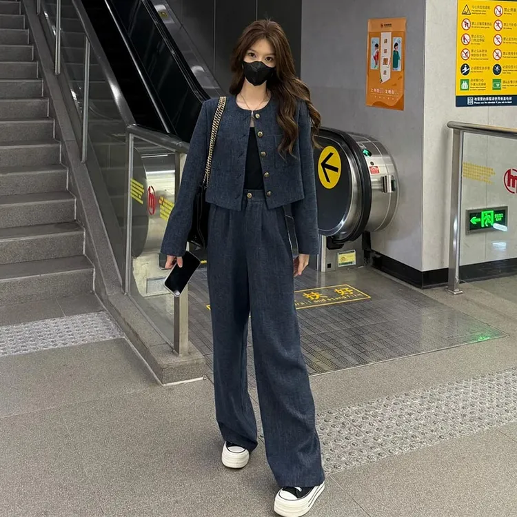 财阀千金女装小香风外套长裤两件套爆款2025春秋新款轻奢气场强大