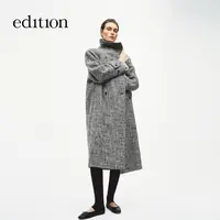 【商场同款】edition2025冬季新款粗花呢茧型长款大衣#EBE4OVC015