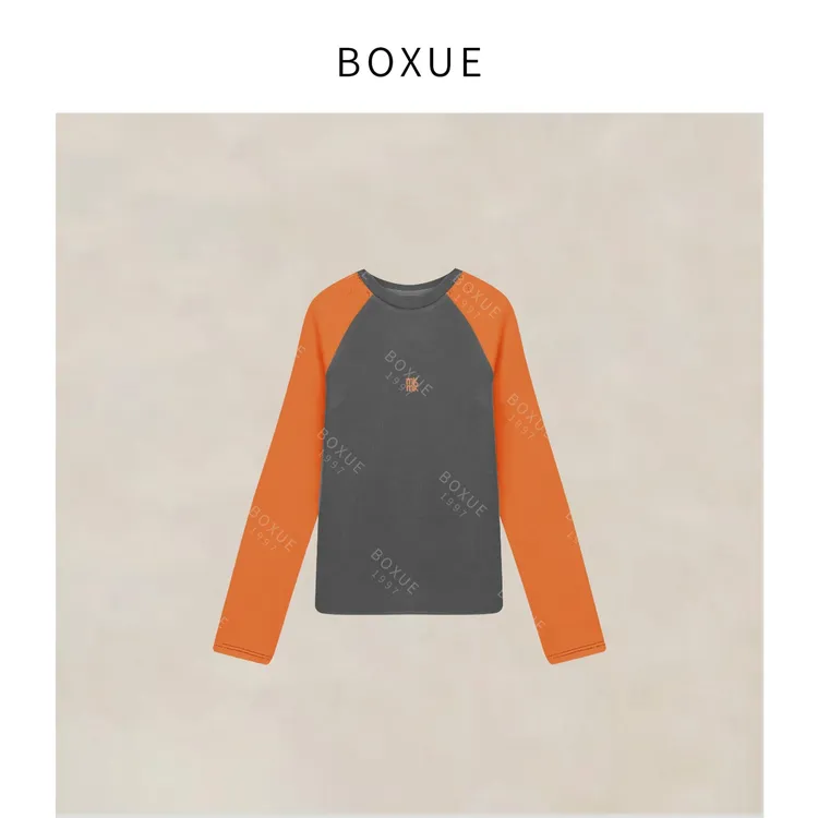 BOXUE“霓虹”2025秋冬高级感拼接拼色字母轻奢 卫衣#251025WY5964