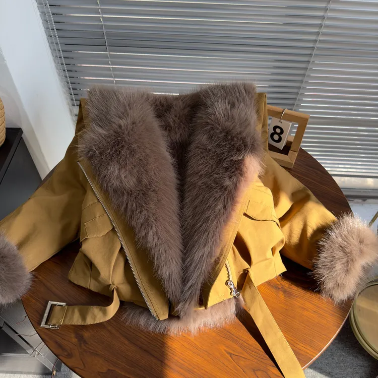 女童冬季毛毛外套加绒加厚2025冬季新款洋气时尚韩版夹克25436