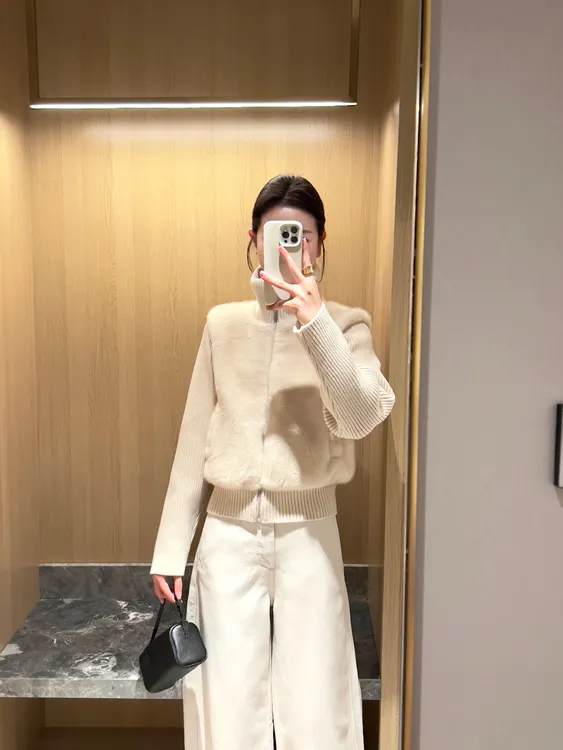 小众复古针织拼接假两件毛毛外套女2025秋季高级感百搭休闲裤套装