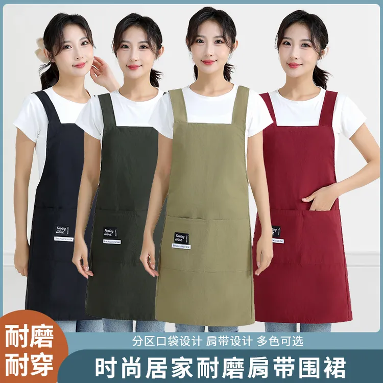 洋气罩衣防水防油灰色日式水棉套脖宽肩带后背交叉男女围裙美甲店