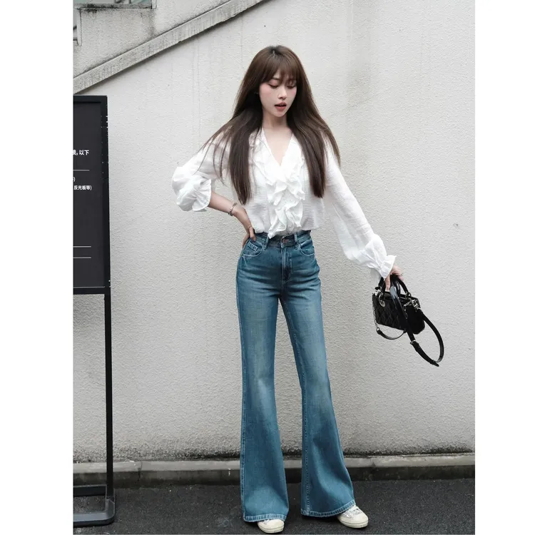 春装女款爆款2025新款通勤气质高级感上衣显瘦休闲牛仔裤小众女装