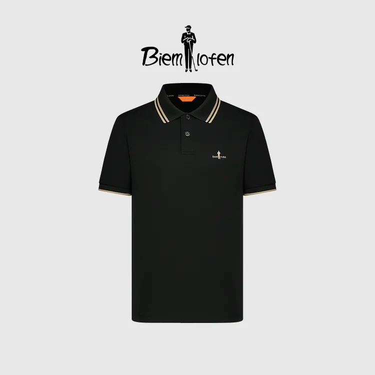 【功能棉】夏季新款男士上衣时尚撞色条翻领亲肤干爽短袖男polo衫