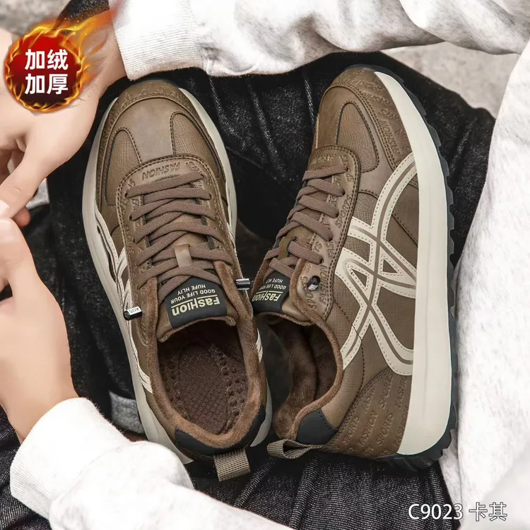 秋冬爆款老钱风真皮轻便防滑阿甘休闲鞋