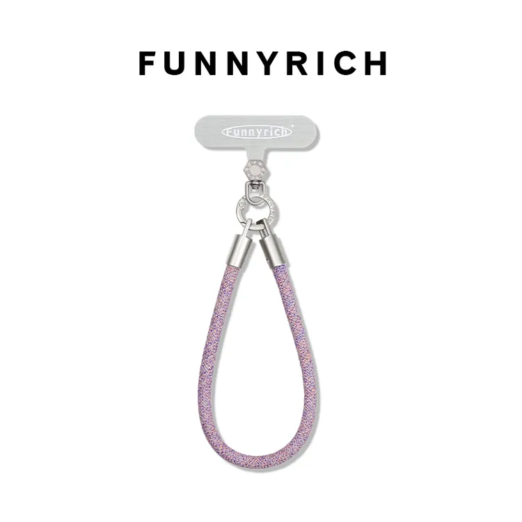 FUNNYRICH哑光编织手机壳挂绳手机腕带短款撞色防丢钥匙扣新款女