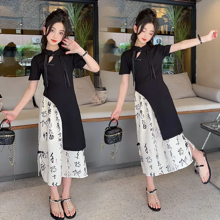 女童裙新中式连衣裙套装夏装2025新款中国风古风旗袍儿童夏季汉服