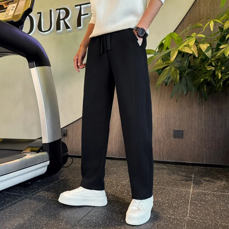 加绒弯刀裤男2025春秋新款休闲宽松阔腿直筒卫裤运动男士休闲长裤
