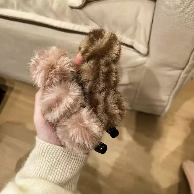 （13公分）毛毛豹纹三颗毛绒香蕉夹 显发量显头型饱满优雅气发饰