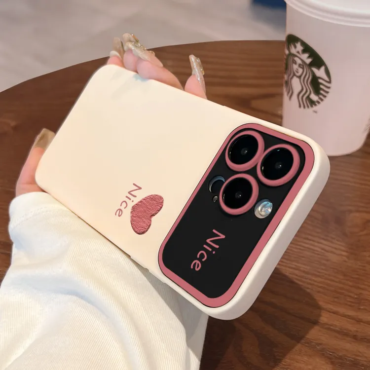nice爱心适用苹果17promax手机壳新款17pro大视窗磨砂彩银高级感