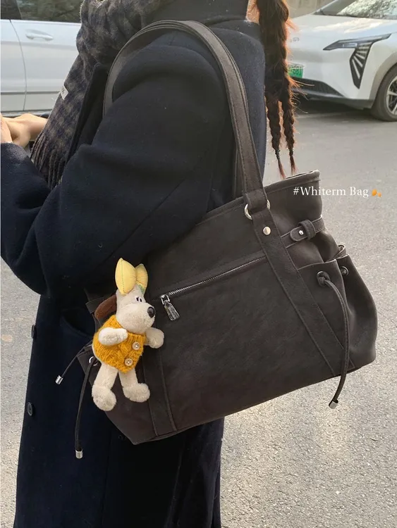 韩系包包女款爆款2025新款秋冬复古大容量单肩包百搭通勤托特包