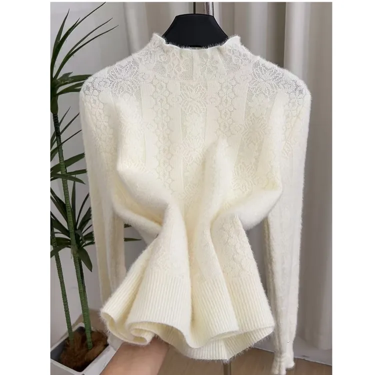 【3D提花钉珠不起球】半高领毛衣保暖加厚针织打底衫女冬季内搭上衣