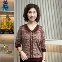 妈妈装流行时尚潮牌女装宽松秋装女士欧若拉独特漂亮上装休闲长袖