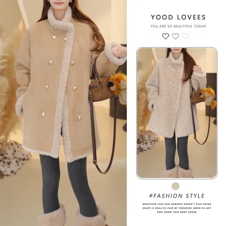 韩版慵懒风双面穿立领外套女2025冬季新款时尚百搭中长款短外套潮