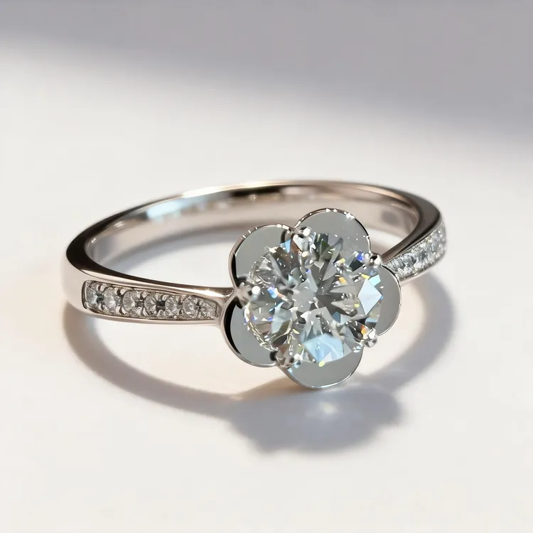 钛钢戒指 花语戒指光聚指尖莫桑山茶花爆闪女轻奢百搭气质秋冬