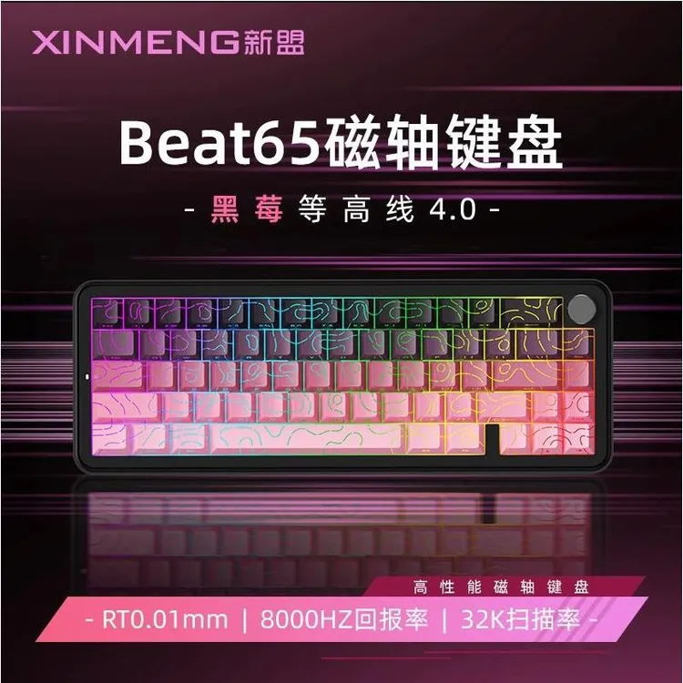 新盟Beat65磁轴机械键盘有线黑莓客制化侧刻等高线电竞游戏专用