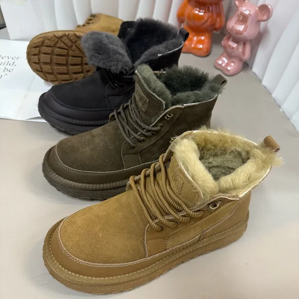 男士高帮皮毛一体加绒加厚牛皮【5669】户外运动休闲雪地靴保暖防滑