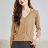 小个子V领毛衫别致简约春季外搭开衫2025新款时尚休闲针织外套女