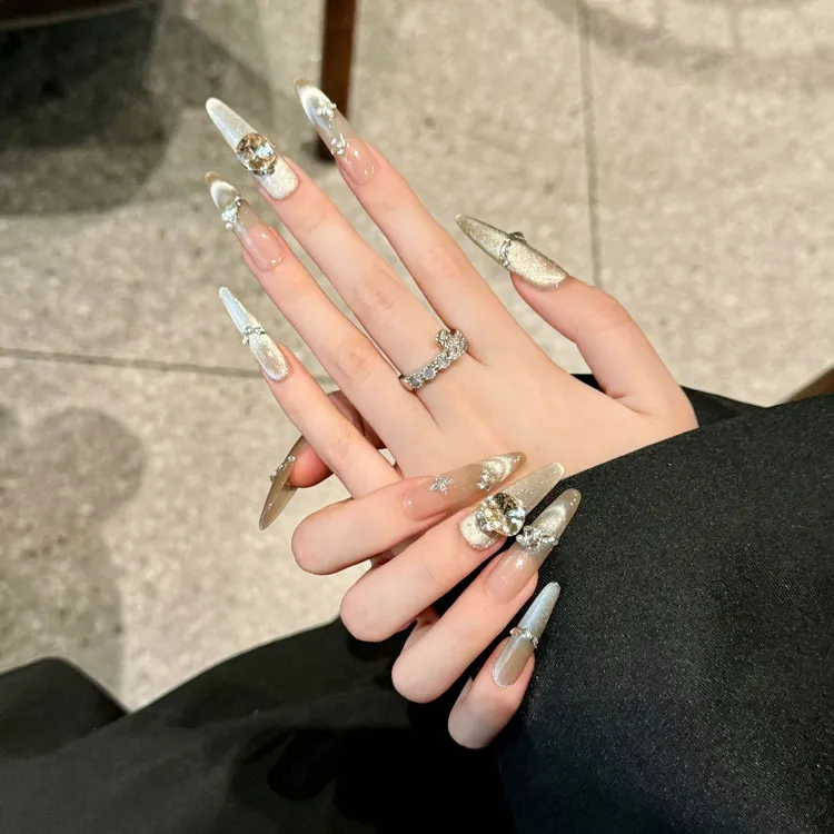 【轻奢千金】穿戴甲秋冬美拉德爆闪渐变碎钻爆闪美拉德可拆卸-31