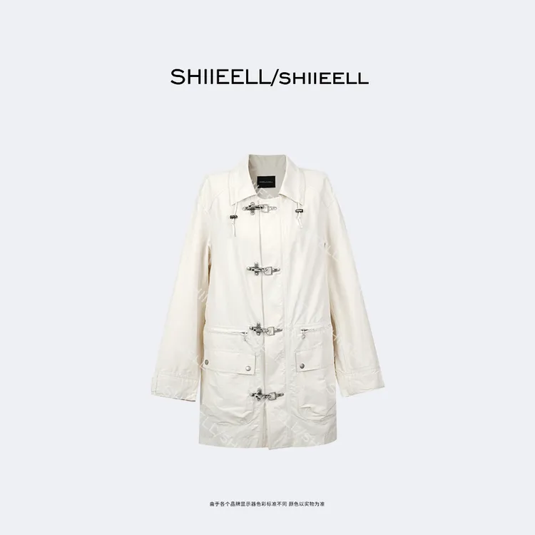 SHIIEELL【机能工装】美式工装风棉质飞机扣阔版宽松大外套W7011