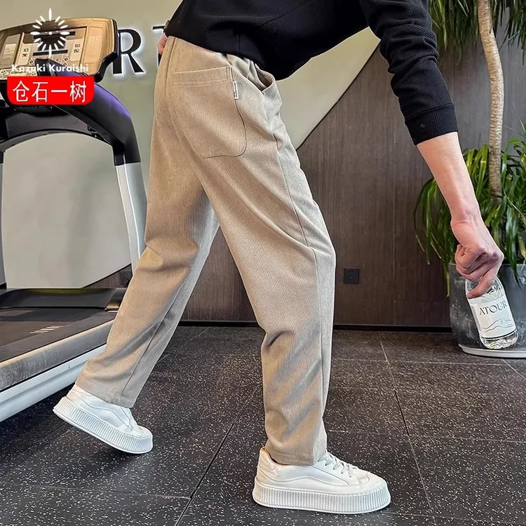 仓石一树潮流抗皱休闲裤男2025春秋季透气新款直筒垂感阔腿裤子