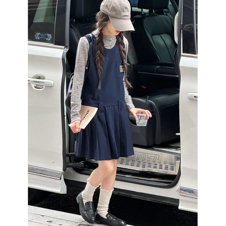 K29335孙小美学院风女童秋装连衣裙2025新款儿童裙子女大童背心裙